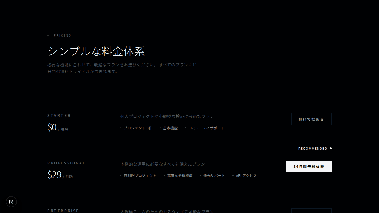水平ストリップ料金表