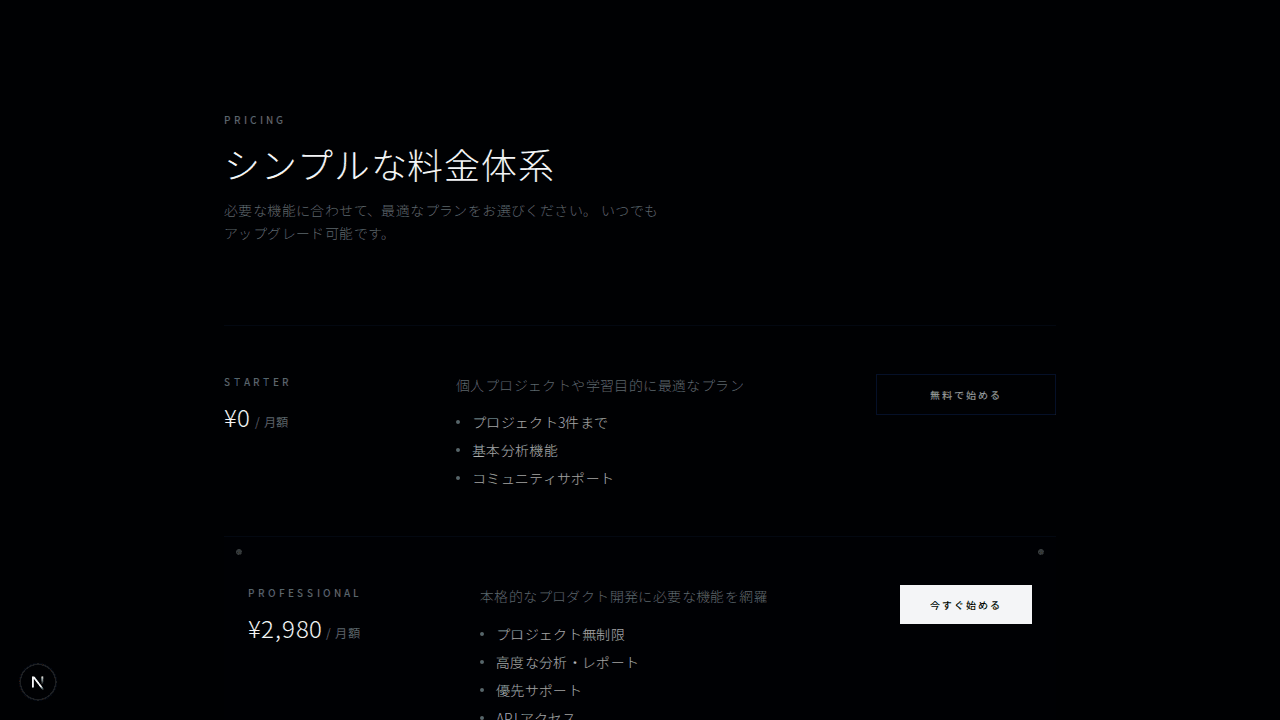 ティアード料金表